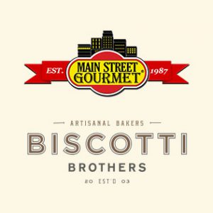 Main Street Gourmet logo and Biscotti Brothers logo